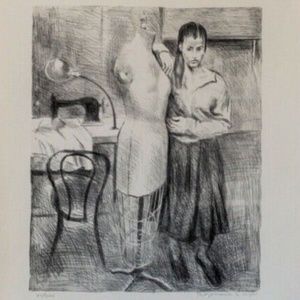 Raphael Soyer Seamstress I (Black & White)